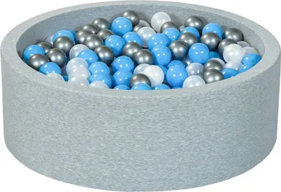 Image de Piscine à balles Playground + 450 balles en perles, argent, bleu clair