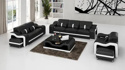 Image de Ensemble de canapés moderne comprenant un canapé 3 places, une banquette et un fauteuil, idéal pour un salon