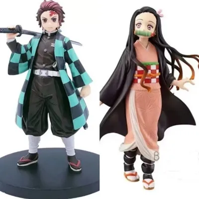 Produktbild von 2Stk Dämonentöter PVC-Actionfiguren Tanjirou Nezuko Anime Kimetsu no Yaiba Figurine Modellspielzeug