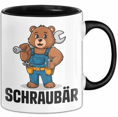 Produktbild von Auto Kfz Mechaniker Tasse Geschenk Lustige Geschenkidee Spruch Schraubar (Schwarz)