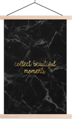Produktbild von MuchoWow® Textilposter Zitate - Sprichwörter - Gold - Marmor 60x90 cm mit holzfarbenen Rahmen - Textil