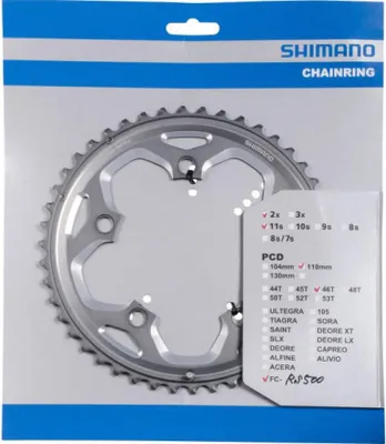 Immagine prodotto di SHIMANO FC-RS500 46 denti argento - cambiata efficiente per...