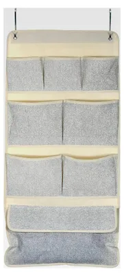 Produktbild von Hängeorganizer für die Tür mit 8 Taschen und Metallhaken, platzsparend für Kinderzimmer und Badezimmer, Grau, 40x80cm