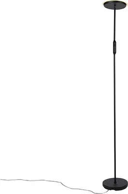 Produktbild von Qazqa led Design Deckenfluter, Stehleuchte, Stehlampe - Bumu - Schwarz, inkl. 20W integrierter LED, 2500K - 4000K, warmweiß - kaltweiß, dimmbar, 180cm, Ideal als Bürolampe, Wohnzimmerlampe und Flur