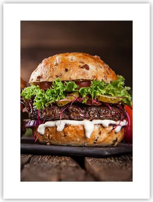 Produktbild von Poster - Poster ohne Rahmen - Amerikaner Hamburger Essen Barbecue - 30x40 cm - Wand Bild - Wanddeko - Wandbilder - Kunstposter - Wandposter - Bilder - Kunstdruck - Wandbild - P2XPA30x40-2869