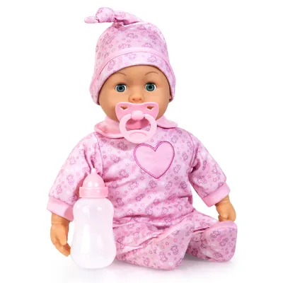 Produktbild von Bayer Design 93824CO Babypuppe interaktiv, Spielpuppe sprechend, weicher Körper, Schnuller, Flasche, 38 cm
