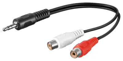 Immagine prodotto di Goobay 50600 Adattatore cavo audio 3,5 mm, maschio a presa cinch stereo, 0,2 m, nero - spina jack 3,5 mm (3 pin, stereo) > 2x presa cinch (audio sinistra/destra)