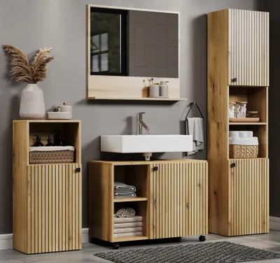 Produktbild von Badmöbel Set "Bliss" Evoke Eiche, Badezimmer 4-teilig, 180 x 190 cm