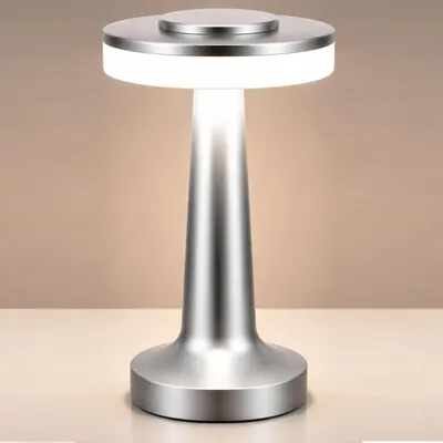 Produktbild von Schreibtischlampe,Nachttischlampe,Nachtlicht, Touch Steuerung Augenschutz Leselampe,Kabellos Dimmbar Tischleuchte,dreifarbige Lampe,LED-Metall, Silber