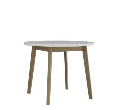 Obrázek produktu pro Kulatý rozkládací stůl do jídelny 100 cm ANGLETON 4 - bílý / dub sonoma