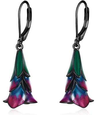 Image de Boucles d'oreilles en argent sterling, forme tulipe, pendantes, bijoux floraux pour femmes et filles, 34,7 mm