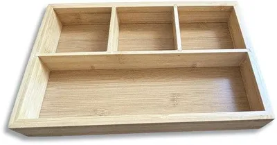 Productafbeelding van Bamboe Lade Organizer met 2 Compartimenten voor Make-up en Kantoor