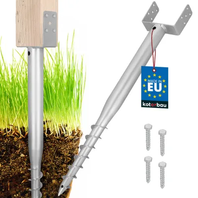 Produktbild von KOTARBAU® U Pfostenträger zum Einschrauben 160 x 920 mm für Zaunpfosten Einschraub Bodenhülse Einschraubbodenhülse verzinkter Stahl Silber