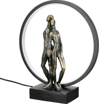 Immagine prodotto di Gilde Tischleuchte (LED), rund, "Herzleuchten", Paarmotiv, Kunstharz, bronzefarben, VE 1, L. 9 cm, B. 30 cm, H. 33 cm 37846 4063387378465