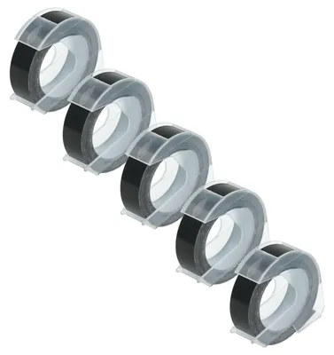 Produktbild von vhbw 5x 3D Prägeband-Schriftband-Kassette Ersatz für Dymo 0898132 für Etiketten-Drucker 3m x 12mm Weiß auf Schwarz
