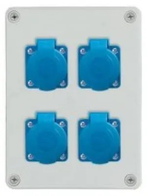 Productafbeelding van Stroomverdeeldoos 8x 230V 16A Schuko, bouwstroom, wandmontage. Wandcontactdoos, verdeeldoos 4x 230V Schuko