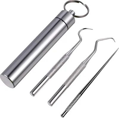 Produktbild von Zahnsteinentfernungsset mit Zahnstocher, Box, Schlüsselanhänger und Handmeißel – Mundhygiene-Zubehör für Damen und Herren, ideal für Outdoor-Aktivitäten wie Reisen und Camping.
