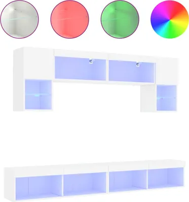 Produktbild von vidaXL 6-tlg. Wohnwand mit LED-Beleuchtung Weiß Holzwerkstoff