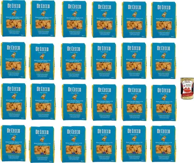 Produktbild von De Cecco Mezze Maniche Rigate N°136 100% Italienisch Pasta Nudeln 24x 500g + Italian Gourmet Polpa 400g