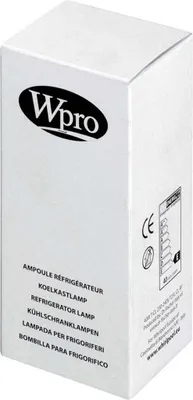 A white cardboard box with the brand "Wpro" logo and product information printed on it.