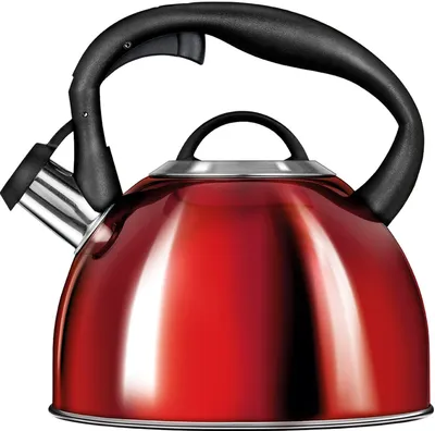 Wasserkocher 3 l, Edelstahl, für alle Herdarten, rot glänzend