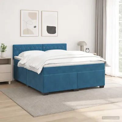 Productafbeelding van vidaXL Boxspringbed met matras en blauwe LED-verlichting, 160 x 200 cm, fluweel