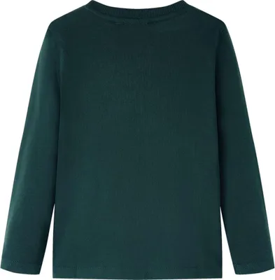 Imagen del producto de vidaXL Camiseta de manga larga para niños, color verde oscuro, talla 116
