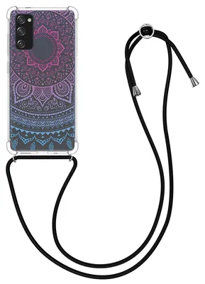 Produktbild von kwmobile Necklace Case kompatibel mit Samsung Galaxy S20 FE Hülle - Silikon Cover mit Handykette - Blau Pink Transparent Indische Sonne