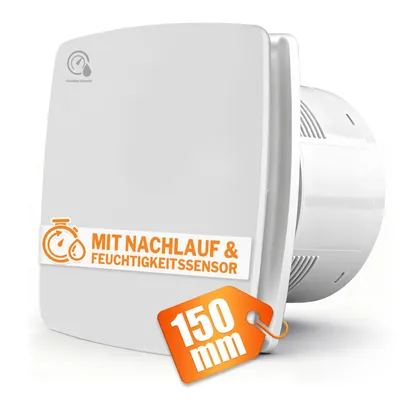 Produktbild von 6"/18W Wandventilator 240m³/h Leiser Abluftventilator mit Feuchtesensor Nachlauf Rückstauklappe Lüfter Entfeuchtung Lüftung für Bad Küche Garage Lager