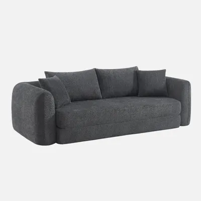 Produktbild von sweeek - 3-Sitzer-Schlafsofa mit strukturiertem Bouclé-Bezug - Dunkelgrau