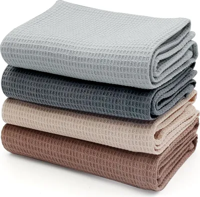 Obrázek produktu pro Kuchyňské utěrky ze 100 % bavlny, sada 4 kusů, velmi savé a odolné, 45 x 65 cm, pro mytí a sušení nádobí v domácnosti
