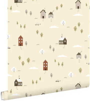 Productafbeelding van ESTAhome behang schattige huisjes geel 50 x 900 cm