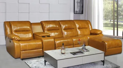 Immagine prodotto di Divano 4 posti Divano in Pelle finta Divani Marrone Pouf Divani Nuovo