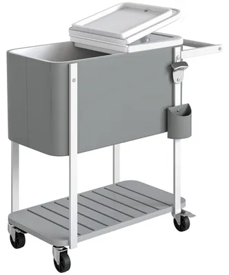 Produktbild von Rollbarer Kühlwagen für den Außenbereich, 56 Liter Fassungsvermögen, Grau