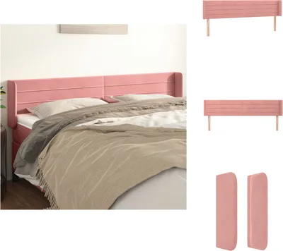 Produktbild von vidaXL Kopfteil mit Ohren Rosa 203x16x78/88 cm Samt -  Kopf- & Fußenden