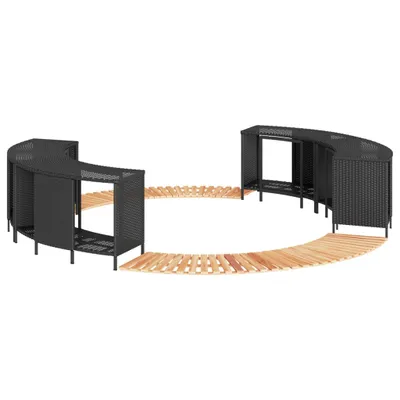 Produktbild von Whirlpool-Umrandung Schwarz Poly-Rattan und Massivholz Akazie