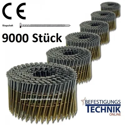 Produktbild von 2,5x50mm Ringschaft verzinkt Coilnägel drahtmagaziniert 16° für Coilnagler 9,0M
