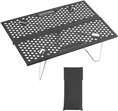 Produktbild von Campingtisch, kleiner Klapptisch aus Metall, 31,8 cm (12,2 Zoll), leichter Campingtisch, rutschfest, platzsparend, tragbar, aus Aluminium und Edelstahl, P