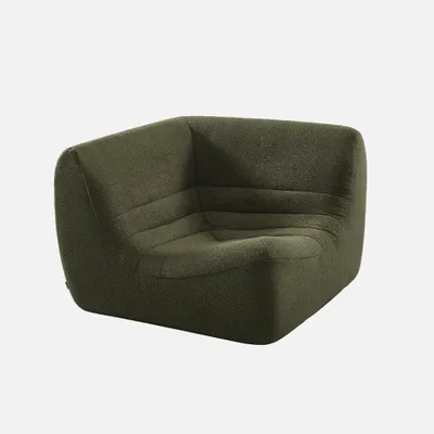 Produktbild von sweeek - Ecksessel mit strukturiertem Bouclé-Bezug, 1-Sitzer - Khaki