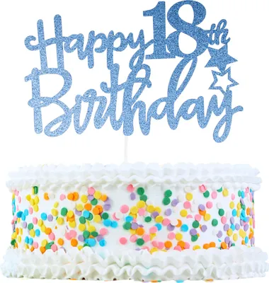 Produktbild von Kuchendekoration, Kuchenaufsatz, Kuchenaufsatzdekoration, Kuchendekorationszubehör zur Feier des 18. Geburtstags, Blau