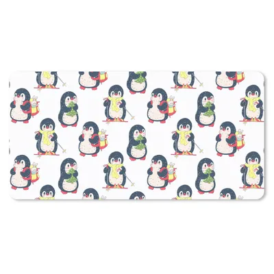 Produktbild von MuchoWow® Schreibtischunterlage Pinguin - Ski - Winter - Kind - Muster 80x40 cm - XXL Mauspad - Gaming Mauspad