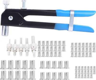 Obrázek produktu pro 86dílná sada M3-M8 slepých nýtovacích matic se závitovými vložkami a nýtovacími kleštěmi – montážní sada nýtovacích matic