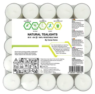 Produktbild von Omgoods – Hochwertige Teelichter aus Rapsölwachs – 50 Stück