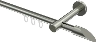 Produktbild von Interdeco Innenlaufstange / Gardinenstange mit Innenlauf Edelstahl-Optik, Typ Sinux Santoni (Schräge), 16 mm Ø 1-läufig, 160 cm
