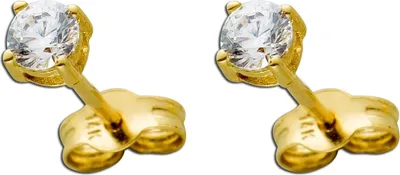 Produktbild von Solitär Ohrstecker Gelbgold 585 14 Karat weiße Zirkonia