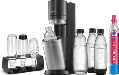 Produktbild von SodaStream DUO Wassersprudler - 4x 1L Sprudlerflaschen & CO2-Zylinder, Grau