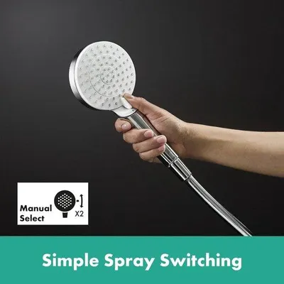 Image de Système de douche économe en eau - Douche à effet pluie avec 2 modes de chauffage - Chrome 27289000 Douche à effet pluie sans robinetterie