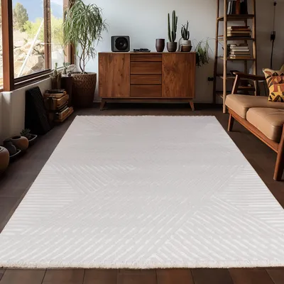 Image de Ayyildiz | Tapis 3D Sahara - 160 cm x 230 cm - Crème - Moderne - Doux et Écologique