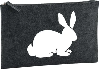 Produktbild von Huuraa Kulturbeutel Hase Kaninchen Silhouette 1 Liter Charcoal Filz Kosmetiktasche Geschenkidee