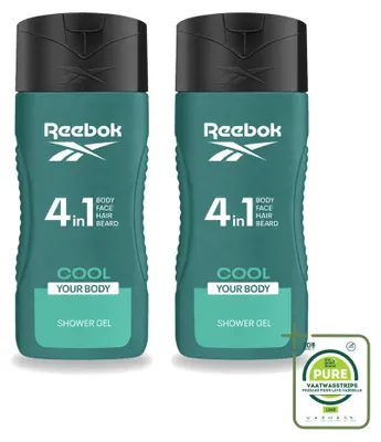 Produktbild von 2 x Reebok Cool Your Body 4-in-1 Duschgel - 400 ml - Großpackung - 2 Stücke